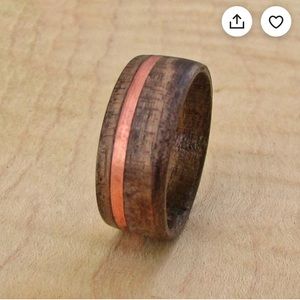 Handmade Walnut and Copper Inlay Men’s Wedding Band